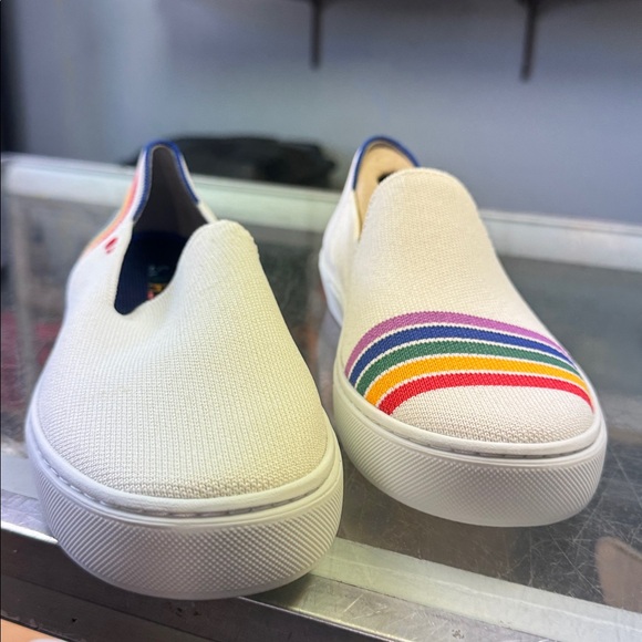 Rothy’s The Sneaker White Rainbow SF Pride Limited Edition Womens Size US 8.5 - Picture 1 of 4